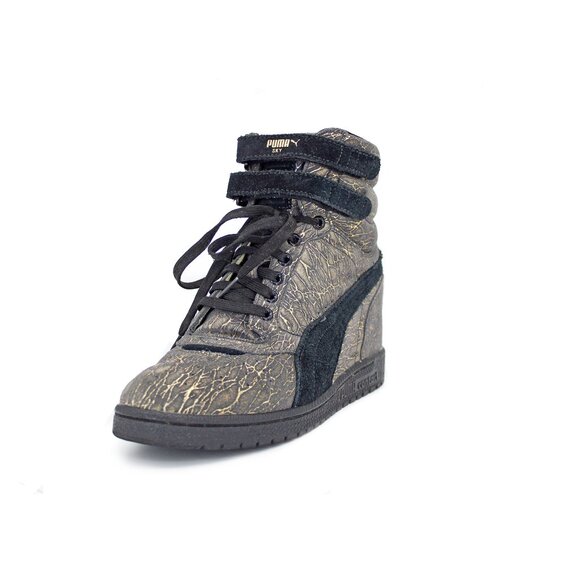 Puma Sky Wedge Gray/Gold Thread Iridescent Womens High Top Sneakers: Size 9.5 - Picture 2 of 9
